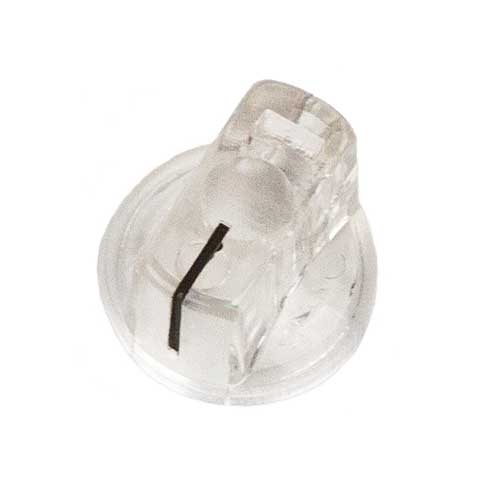 Pointer Knob, Clear, Knurled Shaft