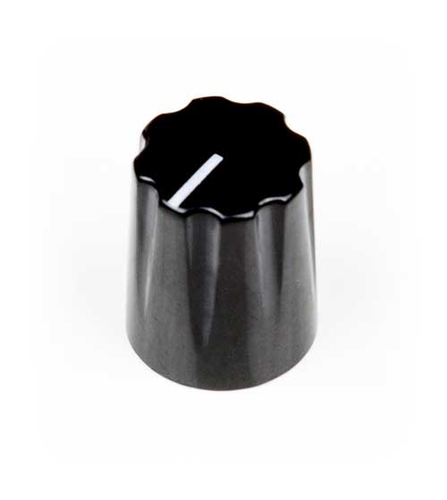 Small Pointer Knob, Black, Knurled Shaft