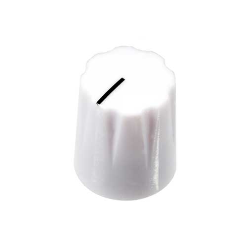 Small Pointer Knob, White, Knurled Shaft