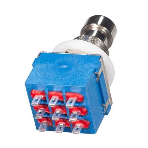 3PDT Latching Foot Switch, Solder Lugs, Blue