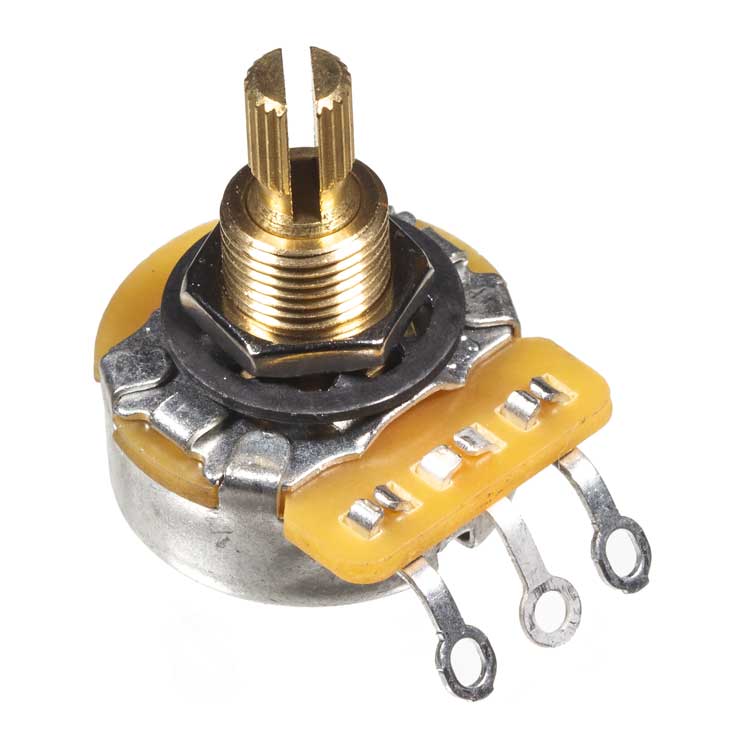 A250K 3/8" CTS Guitar Potentiometer, Knurled Shaft