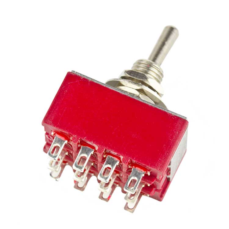 4PDT ON-ON Toggle Switch, Solder Lugs